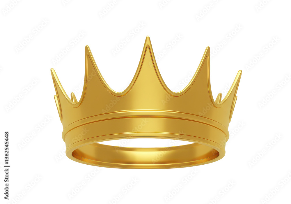 A single golden crown with pointed edges is isolated against a black background in a studio shot A single golden crown with pointed edges is isolated against a black background in a studio shot