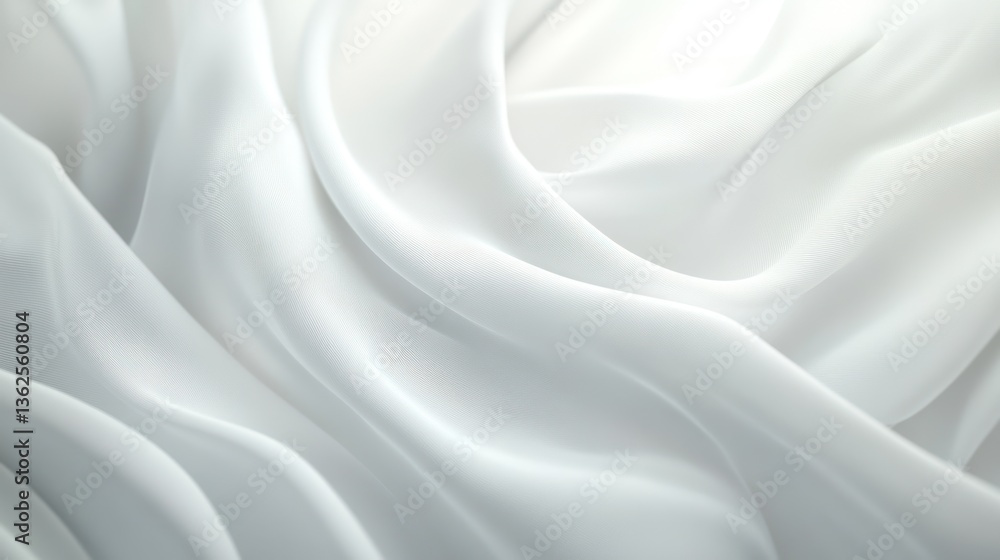 Fototapeta premium Smooth white fabric folds, elegant texture, luxury textile
