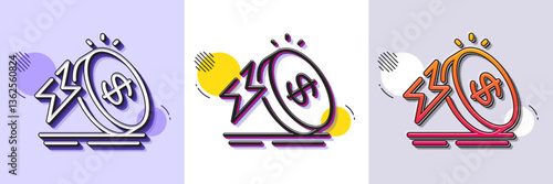 Energy price line icon. Halftone dotted pattern. Gradient icon with grain shadow. Electric power sign. Rising cost symbol. Line energy price icon. Various designs. Vector