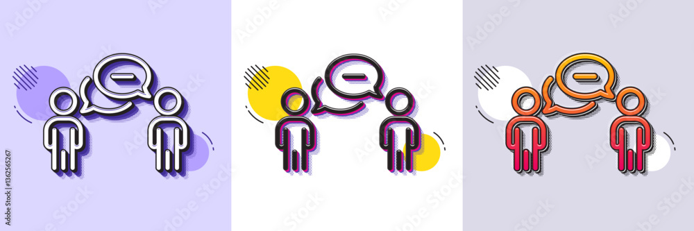 Consulting business line icon. Halftone dotted pattern. Gradient icon with grain shadow. Discussion or consultation sign. People communication management symbol. Line consulting business icon. Vector Consulting business line icon. Halftone dotted pattern. Gradient icon with grain shadow. Discussion or consultation sign. People communication management symbol. Line consulting business icon. Vector