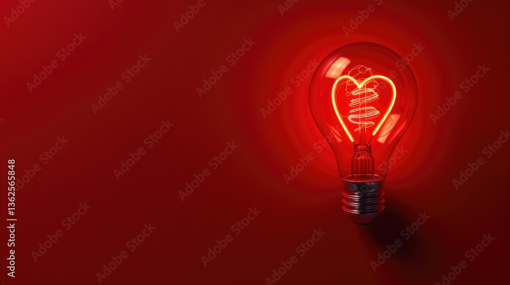 Glowing heart inside a light bulb for Valentine's Day romance Glowing heart inside a light bulb for Valentine's Day romance