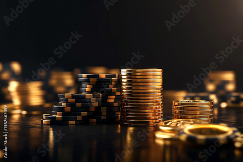 Casino chips close-up, casino scene