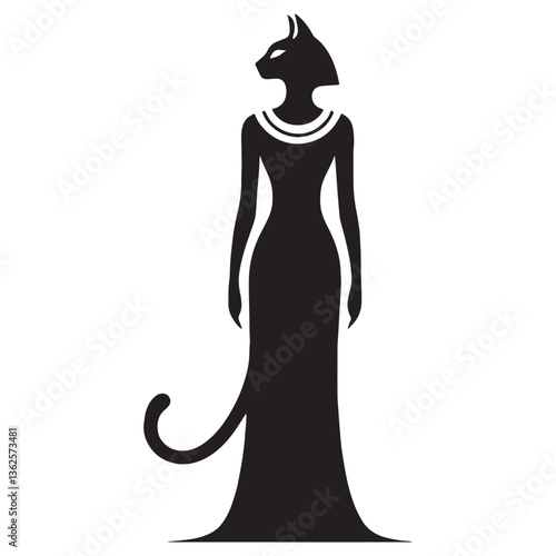 Respected Bastet silhouette, worshipped across millennia - Bastet illustration - Bastet vector - Egyptian goddess silhouette - Egyptian silhouette


