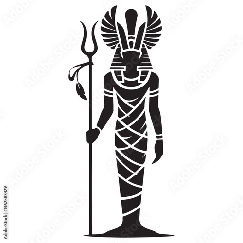 Omnipotent Osiris silhouette, a deity beyond time - Osiris illustration - Osiris vector - Egyptian god silhouette - Egyptian silhouette

