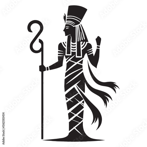 Feared Osiris silhouette, ruler of the land of the dead - Osiris illustration - Osiris vector - Egyptian god silhouette - Egyptian silhouette

