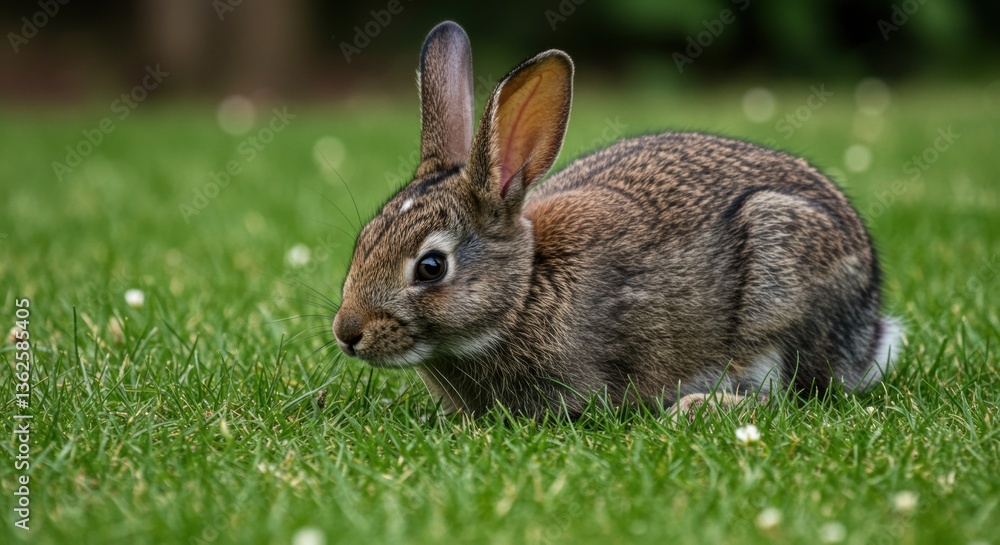 Rabbit hopping through green grass on a sunny day Rabbit hopping through green grass on a sunny day