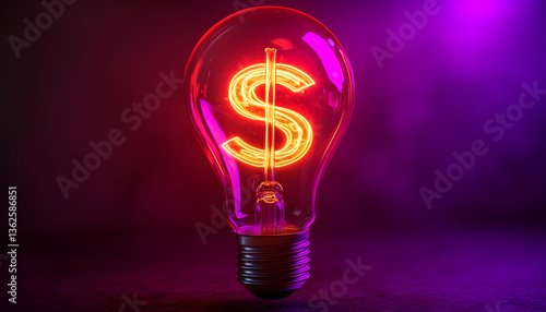 Idea worth money Dollar sign glows inside clear bulb