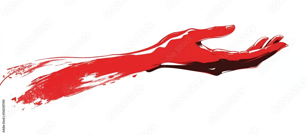 Red Hand Reaching Out Abstract Painting Art Design Graphic Red Hand Reaching Out Abstract Painting Art Design Graphic