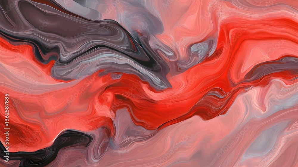 Obraz premium Abstract red and grey swirling marble texture. Perfect for backgrounds, design projects, and artistic expression.