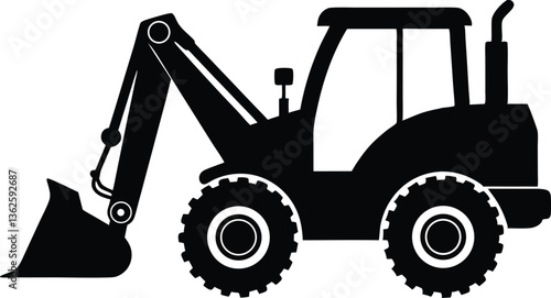 backhoe loader silhouette vector,Construction excavator vector, Excavator logo