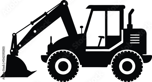 backhoe loader silhouette vector,Construction excavator vector, Excavator logo