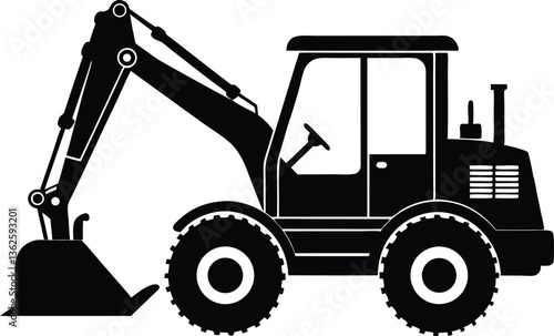 backhoe loader silhouette vector,Construction excavator vector, Excavator logo