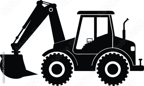 backhoe loader silhouette vector,Construction excavator vector, Excavator logo