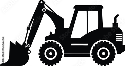 backhoe loader silhouette vector,Construction excavator vector, Excavator logo
