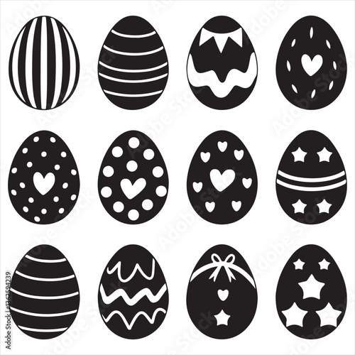 set vector various easter Chocolate, Chocolate Eggs silhouettes
