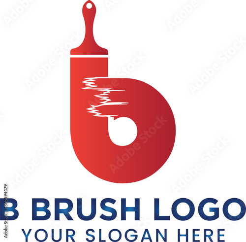 B letter paint brush logo design