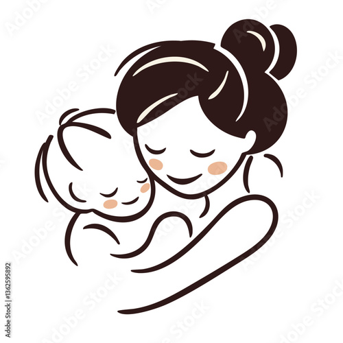 赤ちゃんを抱くママのイラスト　Generative AI
