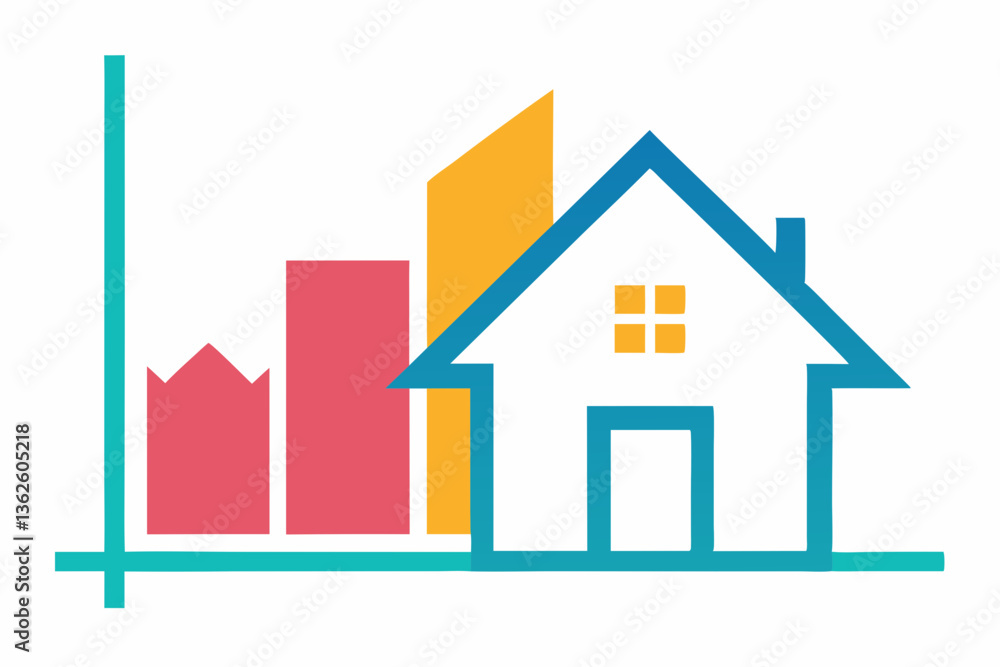 A 3D house icon with an arrow signifies real estate property design A 3D house icon with an arrow signifies real estate property design