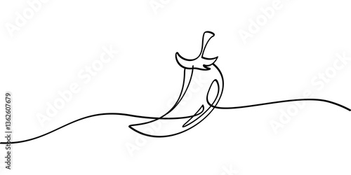 continuous line drawing of chili symbol. abstract line art illustration