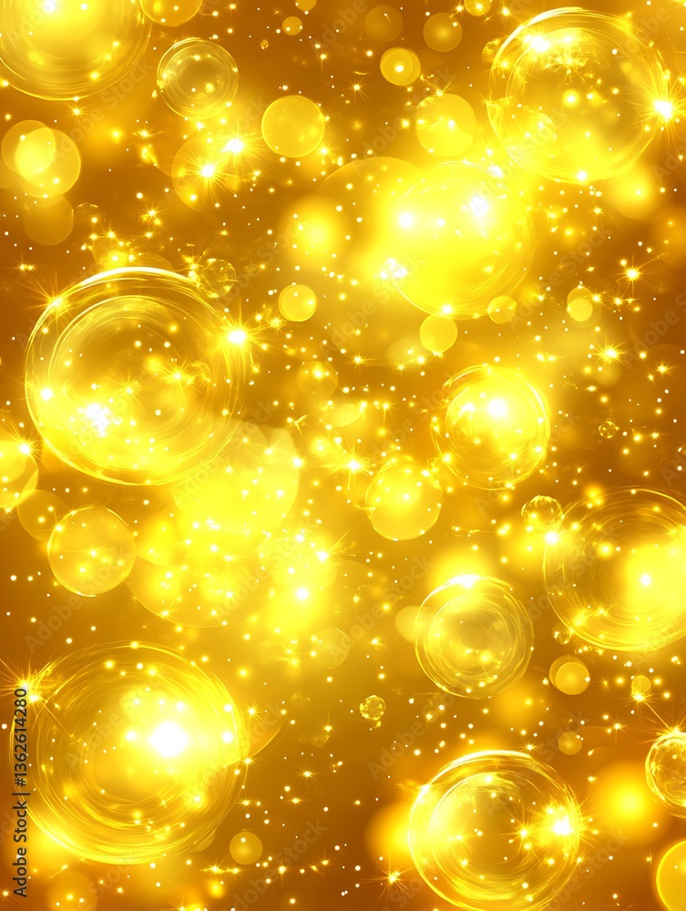 Golden Bubbles with Festive Sparkle Background. Golden Bubbles with Festive Sparkle Background.
