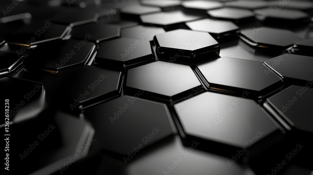 A smooth black and silver hexagonal background, modern abstract digital texture, high contrast lighting A smooth black and silver hexagonal background, modern abstract digital texture, high contrast lighting
