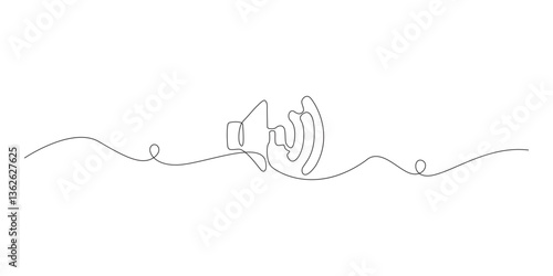 Continuous one line drawing of horn speaker signs and symbol for announcement and employee hiring vector pro