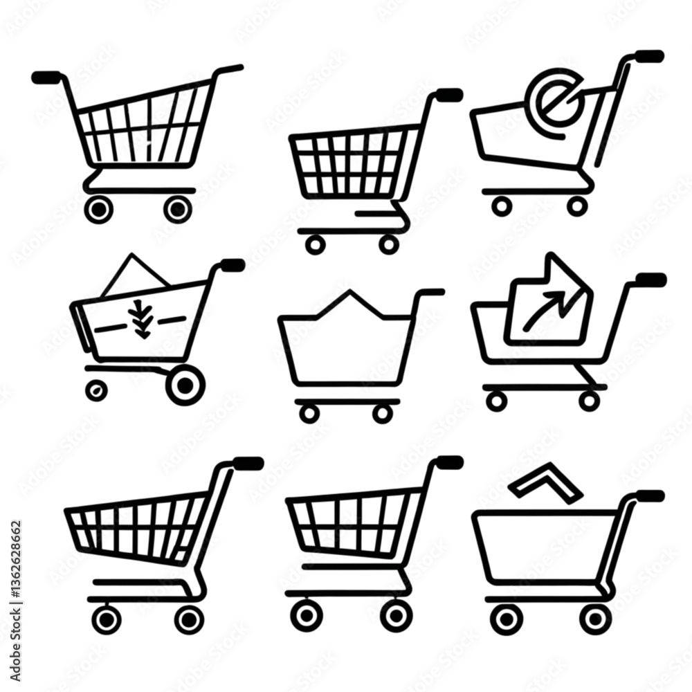 ショッピングカートのアイコンセット(ミックスデザイン)|Shopping Cart Icon Set (Mixed Design) ショッピングカートのアイコンセット(ミックスデザイン)|Shopping Cart Icon Set (Mixed Design)