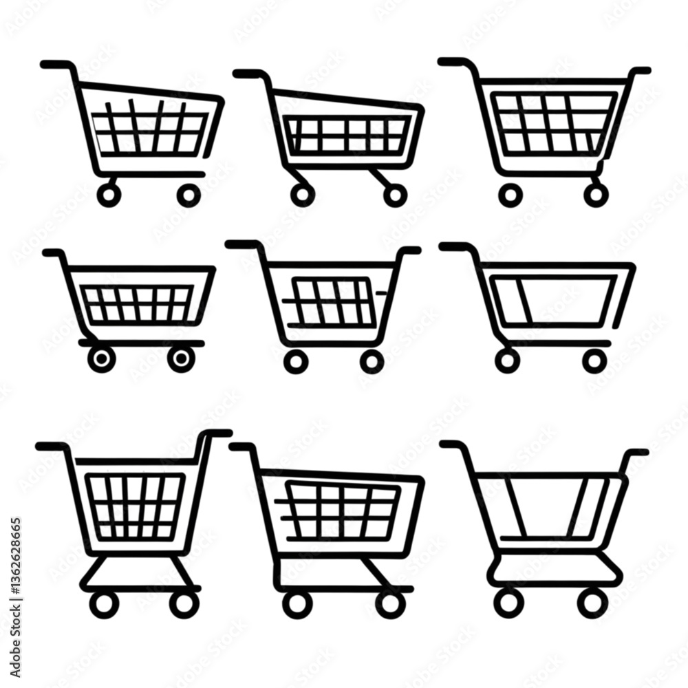 ショッピングカートのアイコンセット(ミックスデザイン)|Shopping Cart Icon Set (Mixed Design) ショッピングカートのアイコンセット(ミックスデザイン)|Shopping Cart Icon Set (Mixed Design)