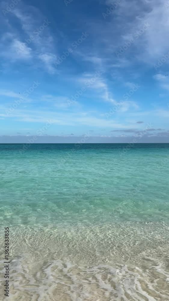 Panoramic view of Cayo Santa Maria beach, with gentle turquoise ocean weaves Panoramic view of Cayo Santa Maria beach, with gentle turquoise ocean weaves