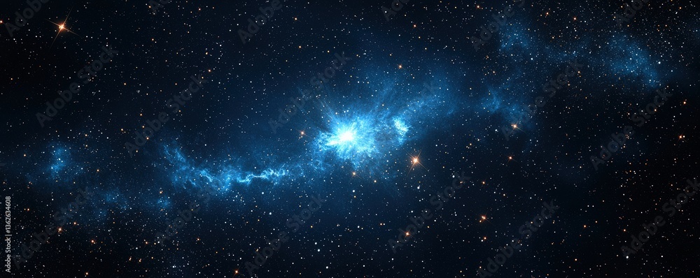 Obraz premium Stunning Cosmic Scene with Bright Nebula and Starry Background in Deep Space Imagery