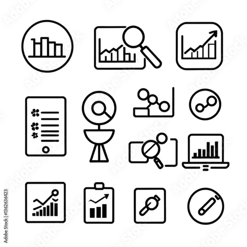 データ分析と統計のアイコンセット｜Data Analysis and Statistics Icon Set
