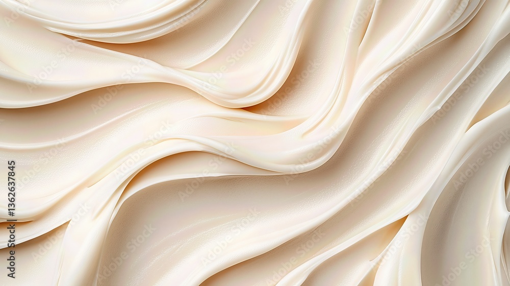Obraz premium Swirling Cream Delight: A close-up showcases smooth, creamy texture, a beautiful swirl pattern, inviting the viewer into a world of pure indulgence, perfect for culinary themes.