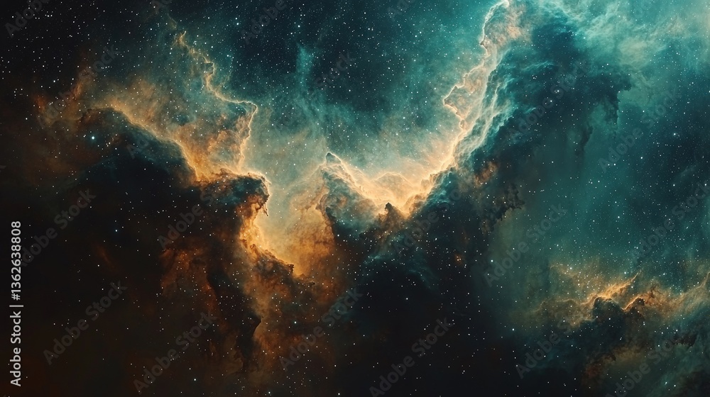 Obraz premium Awe-Inspiring Nebula with Vibrant Colors and Starry Background in the Depths of Space