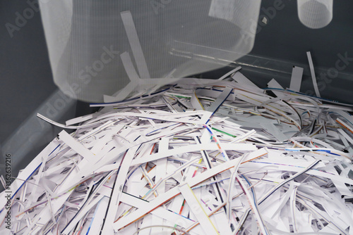 Paper scraps automatically cutted from an industrial  digital process printing