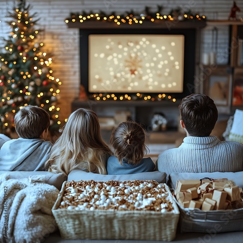 Family Christmas movie night at home.