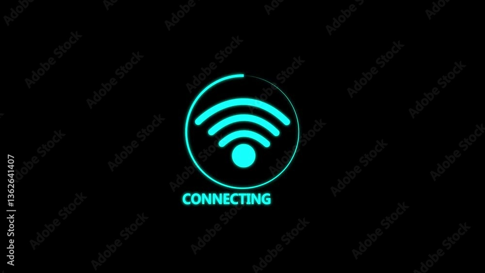 Glowing WIFI Signal Icon, HD Motion Graphic Animation Depicting Wireless Network Strength on Black Background. Glowing WIFI Signal Icon, HD Motion Graphic Animation Depicting Wireless Network Strength on Black Background.