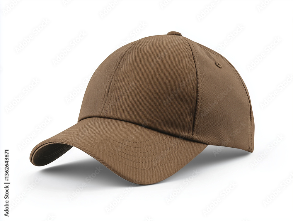 Fototapeta premium simple brown cap mockup, perspective view, white background --ar 4:3 --v 6.1 . Ai generated images.