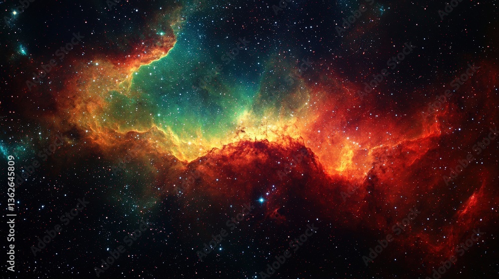 Colorful Cosmic Nebula in Deep Space with Stars and Dust Clouds Captured in Vast Universe Colorful Cosmic Nebula in Deep Space with Stars and Dust Clouds Captured in Vast Universe