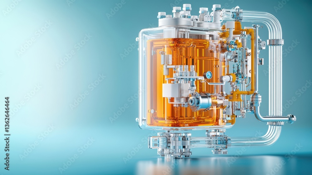 Modern Industrial Equipment with Transparent Casing and Fluid Flow Modern Industrial Equipment with Transparent Casing and Fluid Flow