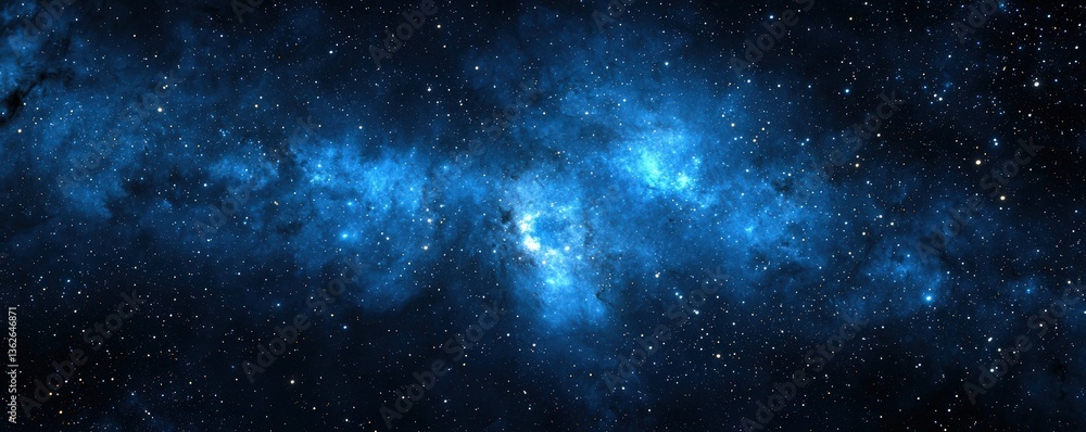 Vast Cosmic Scene with Twinkling Stars and Deep Blue Nebula in the Infinite Universe Background Vast Cosmic Scene with Twinkling Stars and Deep Blue Nebula in the Infinite Universe Background
