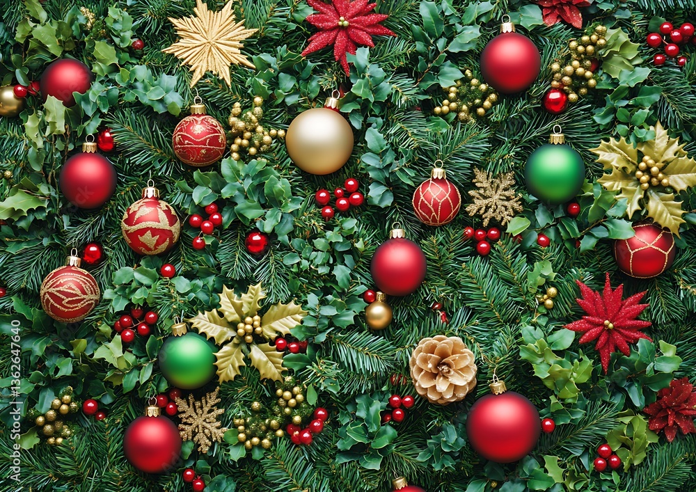 Fototapeta premium Festive Christmas Ornament Wreath.