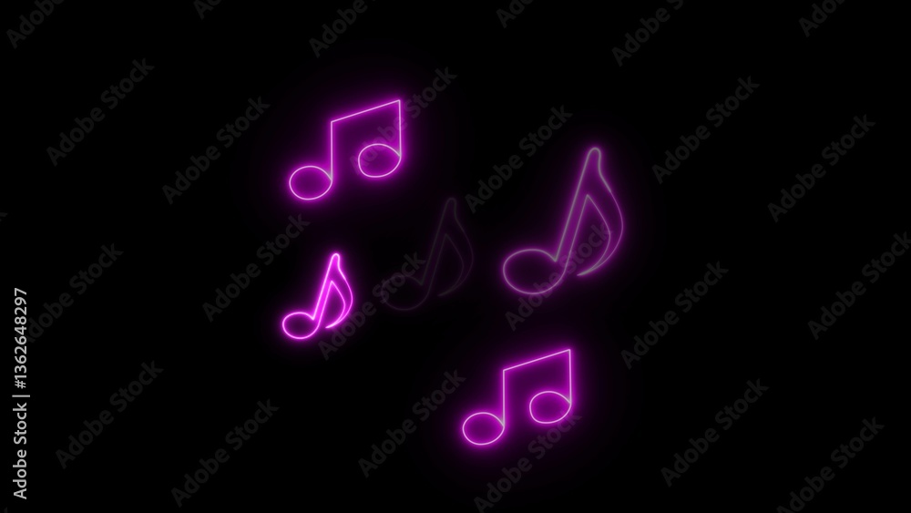 Neon audio music player icon. Neon musical symbol illustration. Neon music icon concept on black background. Neon audio music player icon. Neon musical symbol illustration. Neon music icon concept on black background.