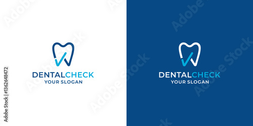 Dental Check Vector Logo Design.