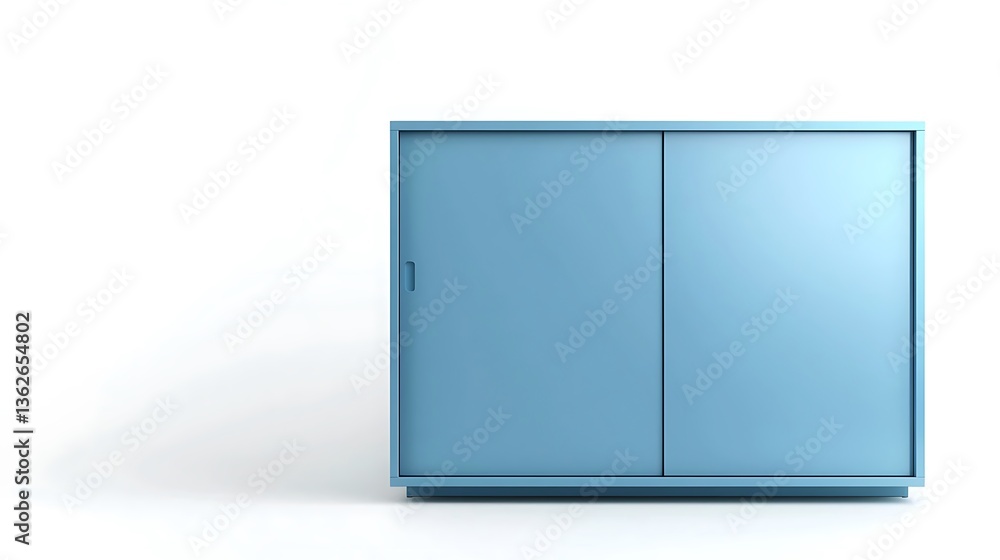 A blue cabinet with a white background A blue cabinet with a white background