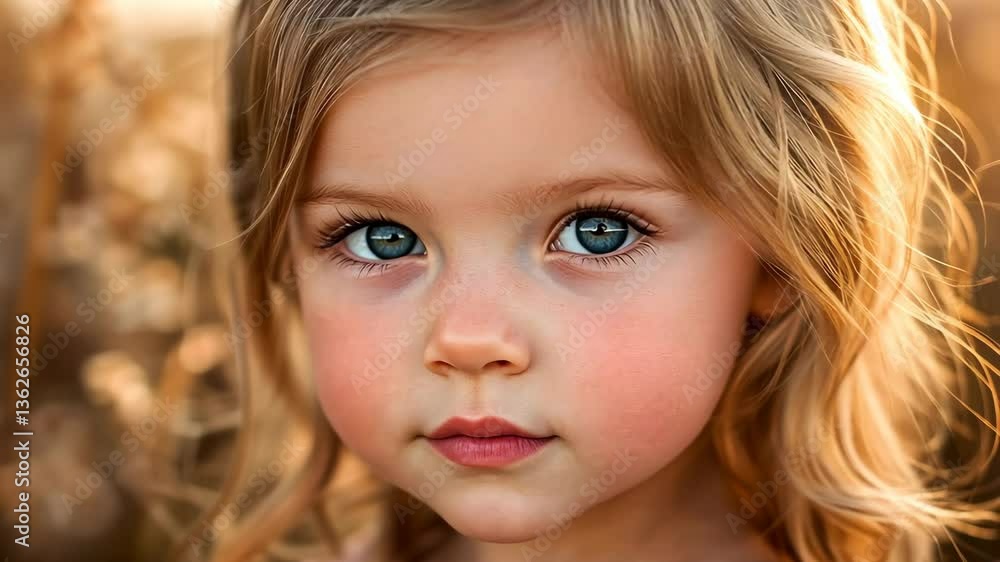 Captivating portrait of a young girl with striking blue eyes outdoors during golden hour Captivating portrait of a young girl with striking blue eyes outdoors during golden hour