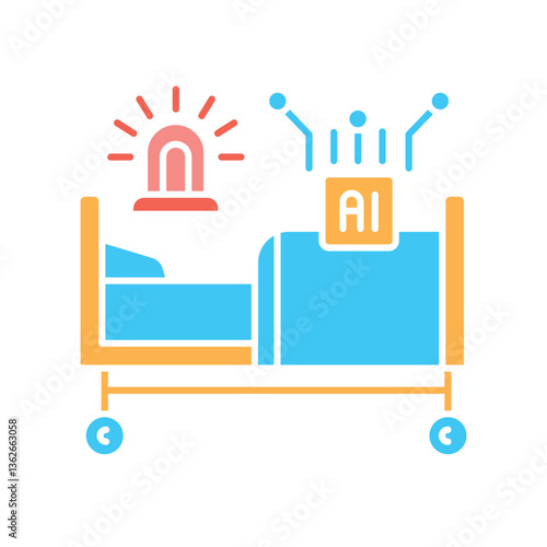 AI triage of patients black line icon for digital and print projects.