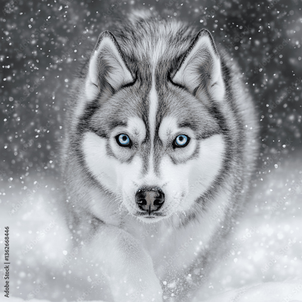 Husky through a blizzard Husky through a blizzard