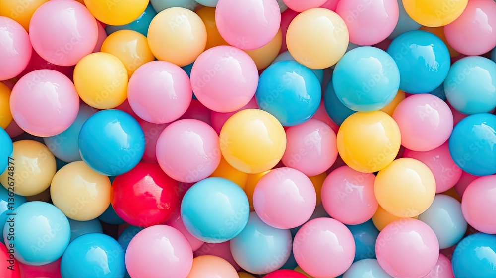 custom made wallpaper toronto digitalA wave of plastic balls in different shades of pink, blue, and yellow, filling a playground pit.