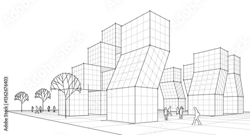  abstract modular architecture 3d rendering