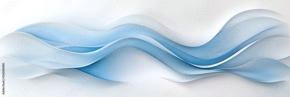Fototapeta premium 3d rendering, Blue wavy style on a light background. background. Wide Background